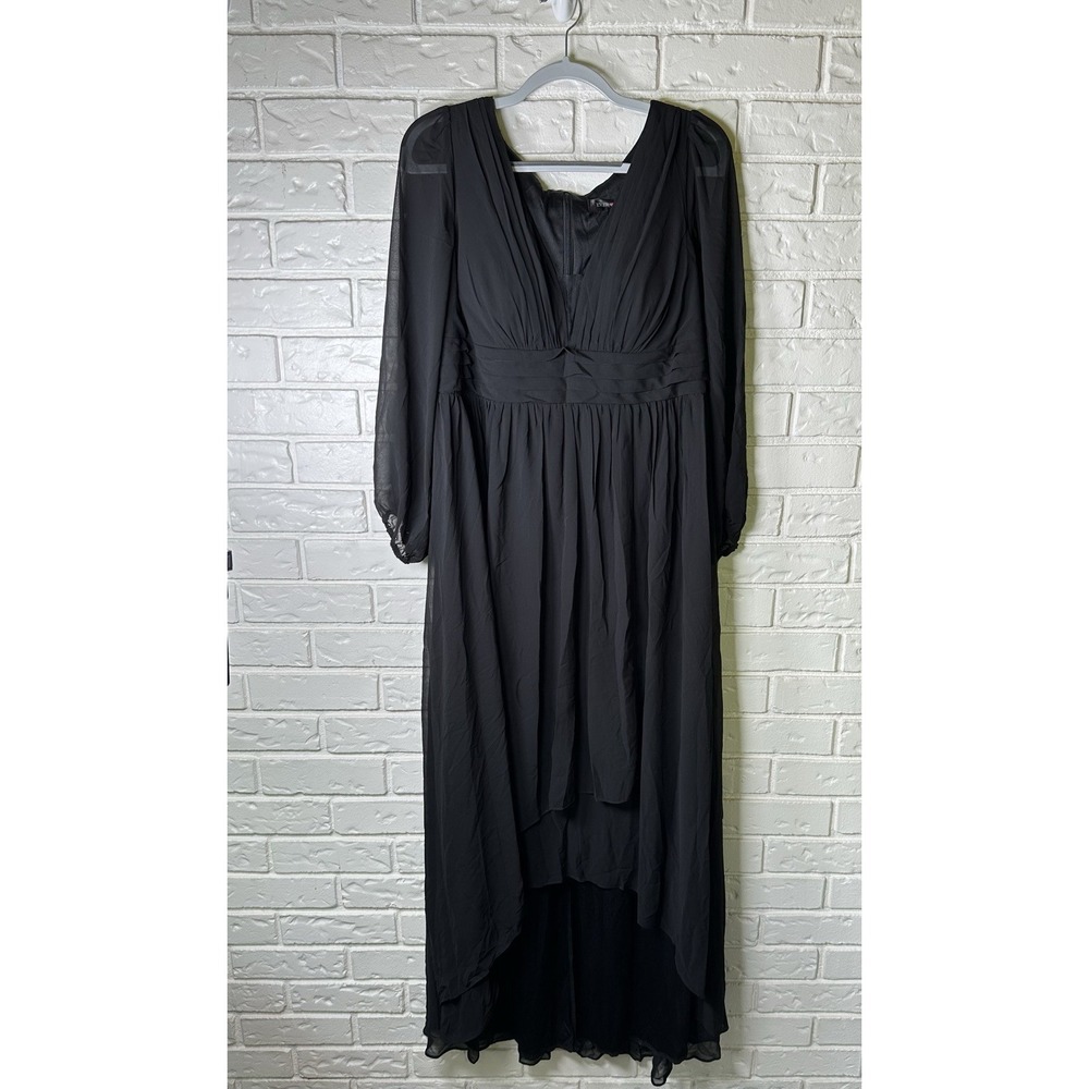 NWT Ever-Pretty Size 0XL Black Chiffon High Low Maxi Dress Gothic Formal